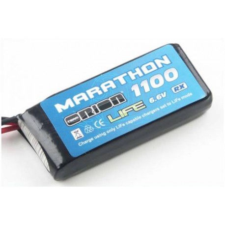 Batteria Marathon Life 1100MAH 30C 6.6V 15.5X33.5X80mm 82g - Marathon LiFe Standard RX Pack 1100 30C 6.6V 15.5x33.5x80mm 82g
