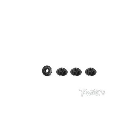 7075-t6 light weight large-contact low profile serrted wheel nuts black 4 pz