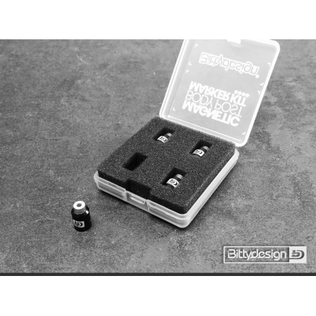 Kit di magneti 4pz neri per forare le carrozzerie / Magnetic body post marker kit black 1/10 scale model cars